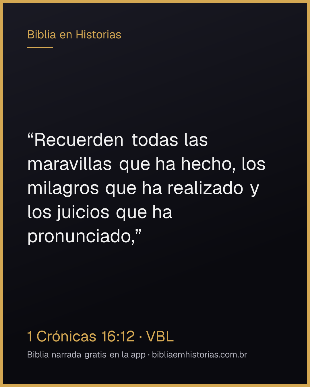 Imagen del versículo 1 Crónicas 16:12 para compartir