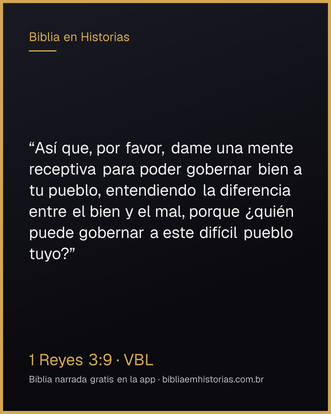 Imagen del versículo 1 Reyes 3:9 para compartir