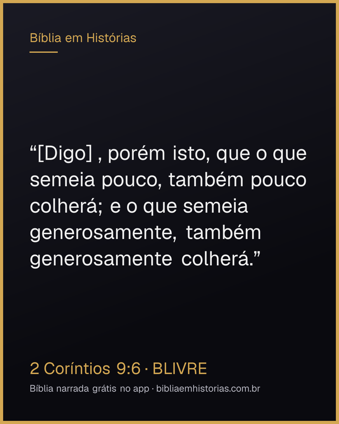 Imagem do versículo 2 Coríntios 9:6 para compartilhar