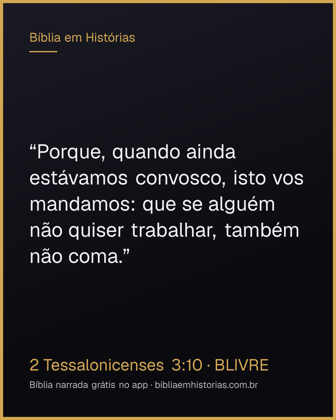 Imagem do versículo 2 Tessalonicenses 3:10 para compartilhar