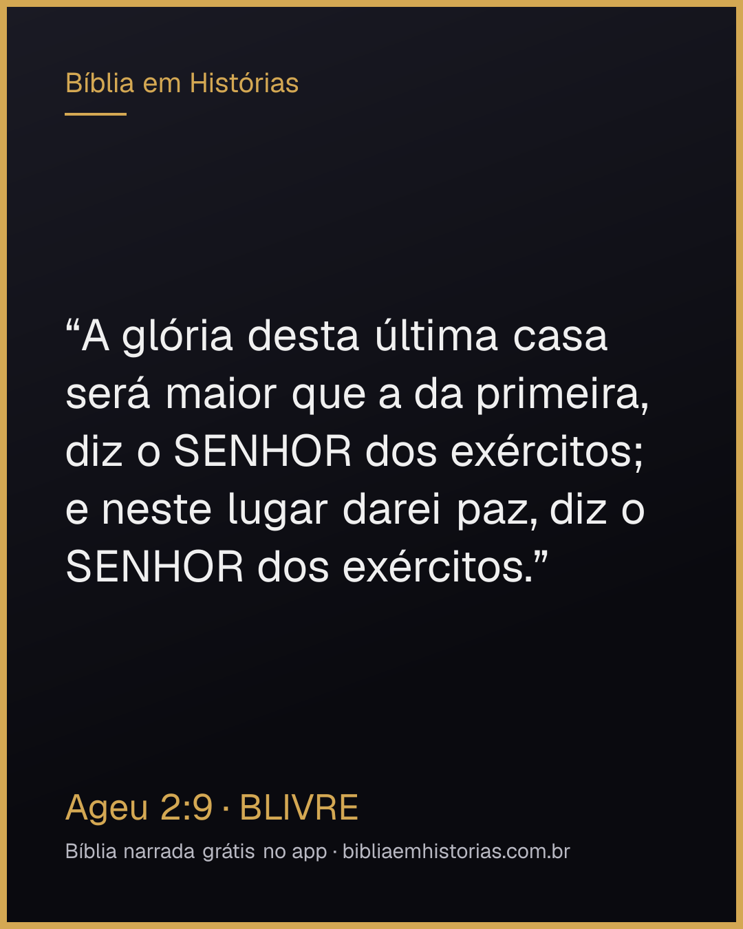 Imagem do versículo Ageu 2:9 para compartilhar